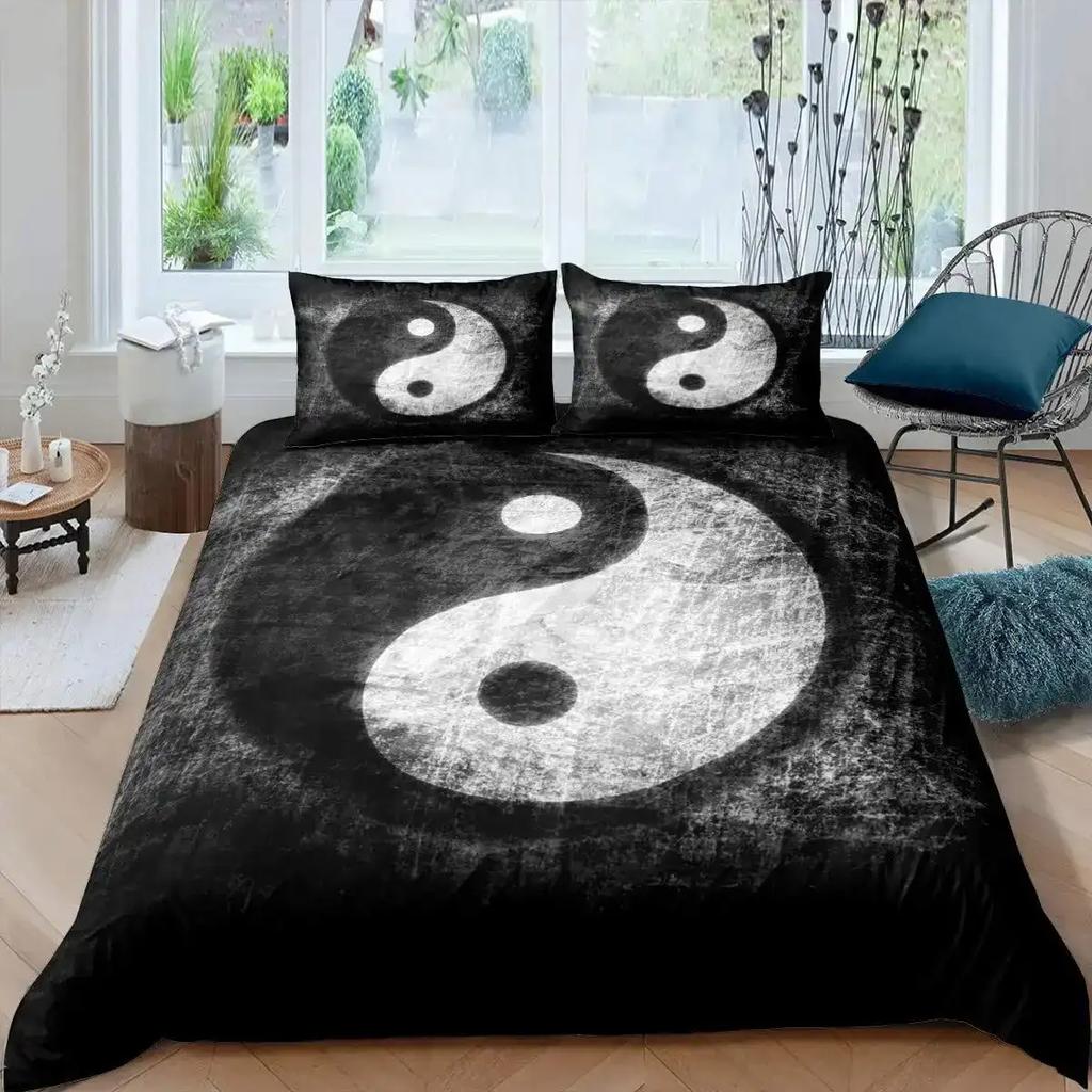 Yin Yang Tai Chi Soft Duvet Cover Set,Beding Set for Children Kids Plus Adult People, Home Decor, Quen Sized Dimensions Warm Soft Comfortable Plus