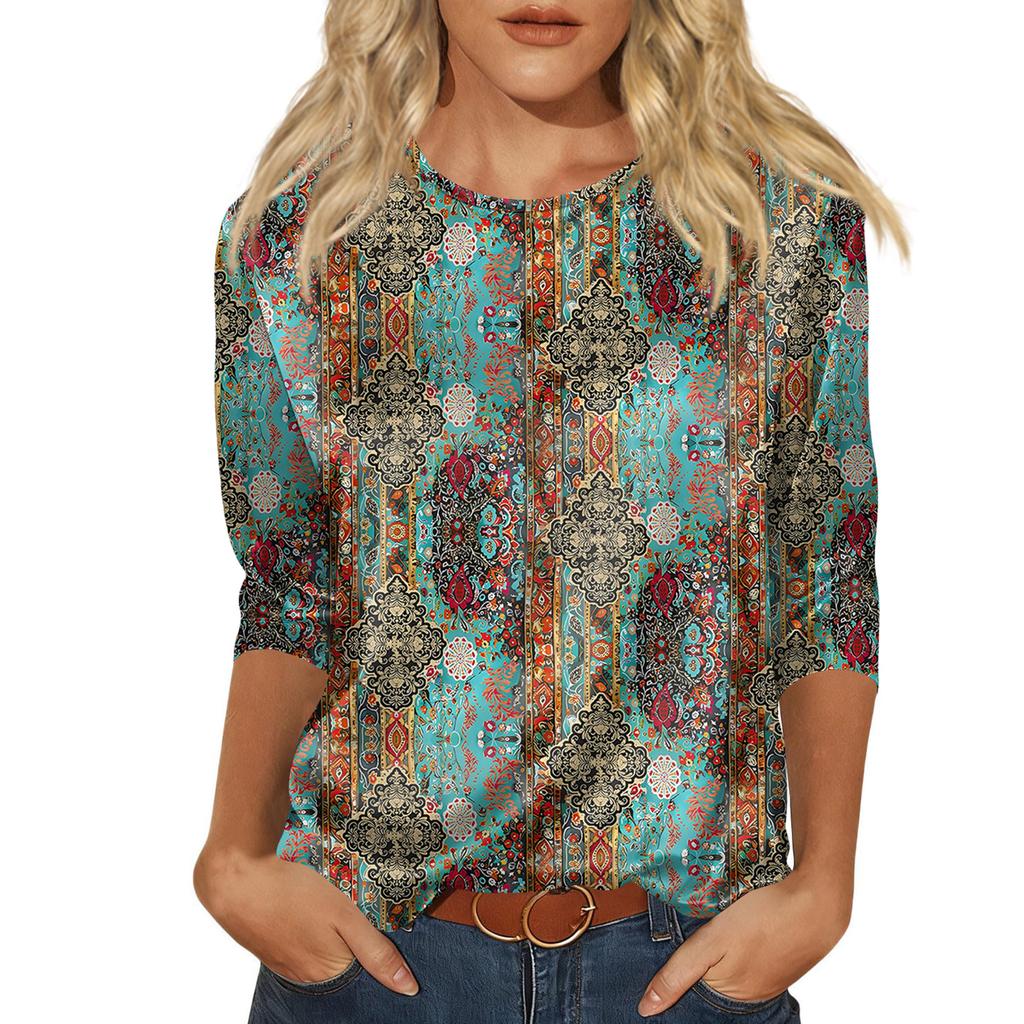 Blouse For Women Dressy 3/4 Long Sleeve Shirts Business Casual Outfit Tops