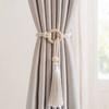 Bohemiska Gardinkrokar Handflätad Rep med tofsar & Träpärlor Dekorativa Fönsterhållare för Vardagsrum Sovrum Heminredning