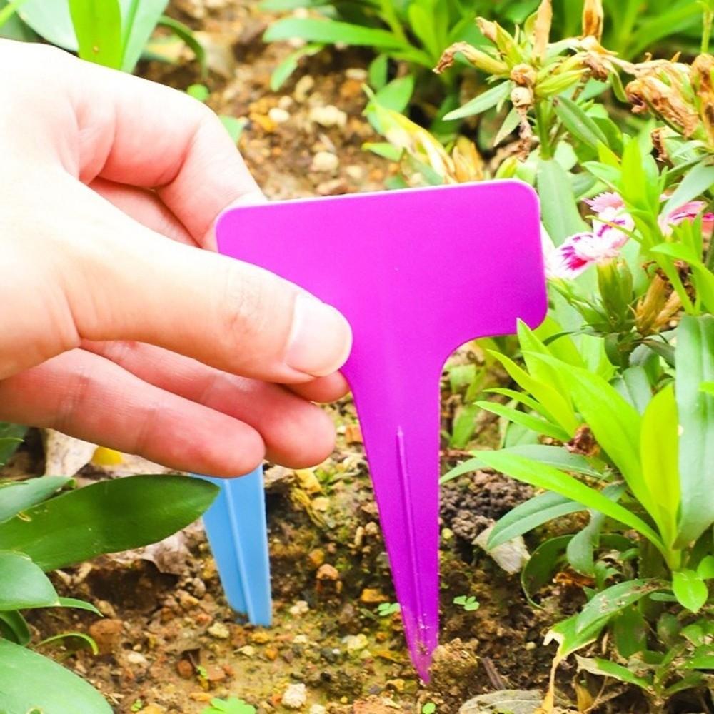 100PCS Waterproof Nursery Garden Plant Tags Moisture-proof Thickened T-type Tags Sunscreen Decorative Stake Tags Potted Plants