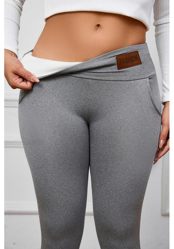 Damen Hohe Taille Fleecegefütterte Woll-Leggings - Warme Skinny Yoga-Hose für Herbst/Winter