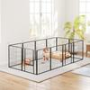 12-Panel Modular Dog Playpen, 68x1.5x80cm, Black Steel, with Entrance Door