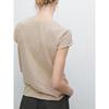 Za2025 Summer New Women Clothes Simple Round Neck Knitted Wooden Ear Short Sleeve T-shirt Top 06298199 806