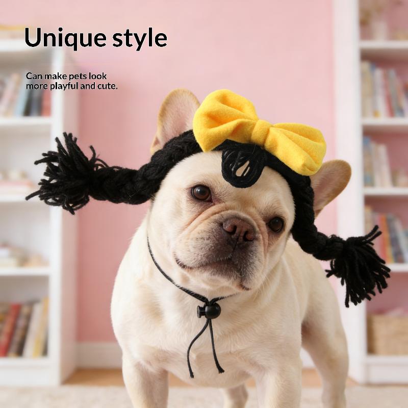 Pet Wig Braid Cute Creative Funny Pet Head Cover Funny Dress Up Cat Dog Headgear Decoration Accessories Pet Cat Dog Supplies