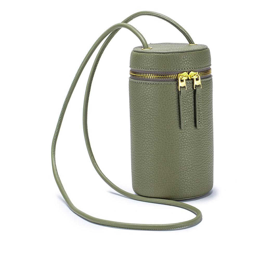 

Женская сумка через плечо из натуральной кожи, высококачественная сумка-ведро, первый слой из коровьей кожи, цилиндр для мобильного телефона