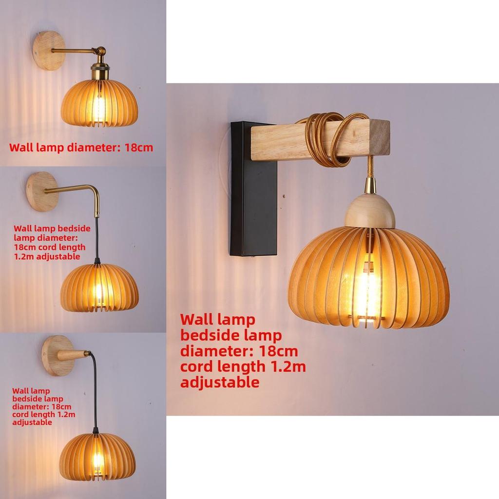 Pumpkin Shape Wooden Wall Light With Led Bulb And Contemporary Design For Home Bedroom And Lounge