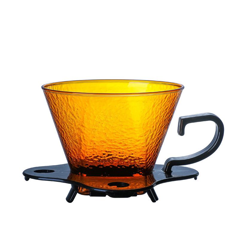 Glass coffee maker, three-hole fan-shaped filter cup for 3-4 people, hand-blown coffee funnel filter, hand-flushing utensil