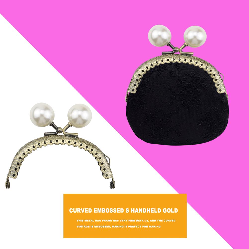 Metal Clutch Kiss Clasp Lock Lightweight with Pearl Coin Bag Kiss Clasp Lock DIY Craft Frame Coin Purse Lock Handbag Accessories