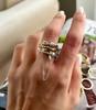 Women's Unique Multi-Piece Stacking Finger Jewelry New Engagement Band Three Slippy Circle Ring Link Chain Tassel Wedding Ring