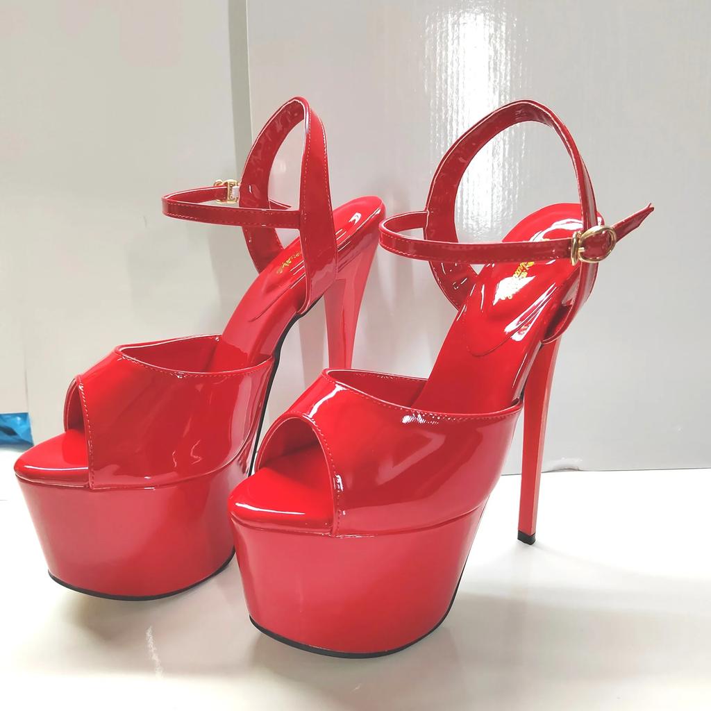 Fashion Women Shine Electroplated Heel Sandals Pole Dance Shoes Sexy Stripper Nightclub High Heels 19CM Exotic Models Shows
