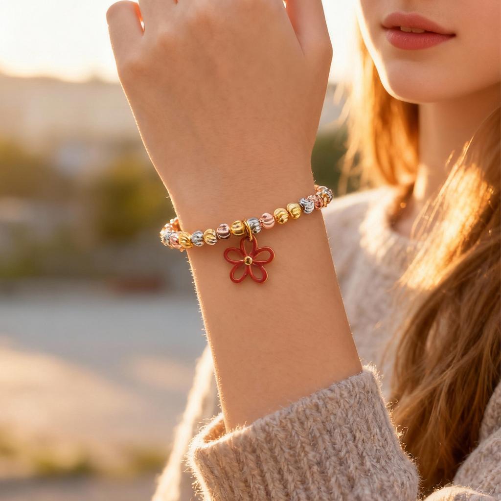 Vnox Trendy Three Color Beads Bracelet Adjustable Link Chain, Bow Butterfly Charms Bracelet Chain Mixed Color Jewelry Gifts