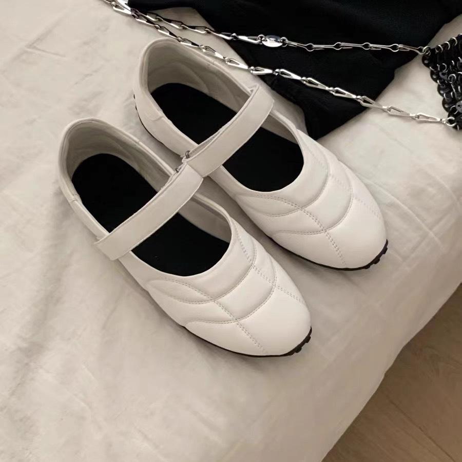 Fashion Mary Jane Shoes Female High Quality Leather 2024 New Buckle Ballet Shoes for Women Round head Flat Cowhide Ladies Single Shoes