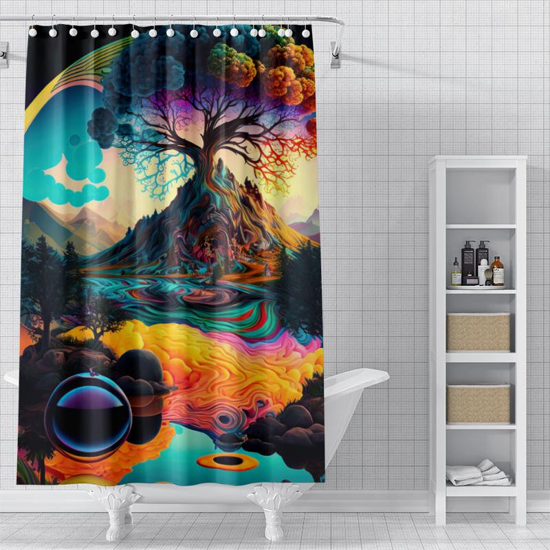 Magic Forest Shower Curtain Washable Dirt-Resistant Shower Head waterproof Polyester Bath Curtain For Home Decor