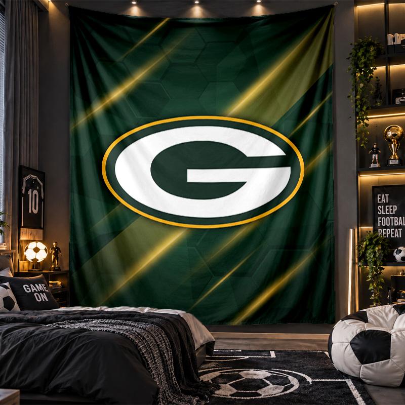 Wall Hanging Tapestry Green Bay Packers Print Cloth for Living Room Bedroom Home Decor