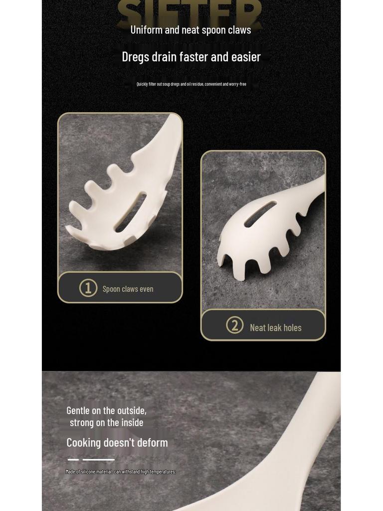 Set di utensili da cucina in silicone: Set di 6 Utensili con Manico in Legno, Resistenti alle Alte Temperature con Supporto, Include Spatola & Mestolo per Zuppa.