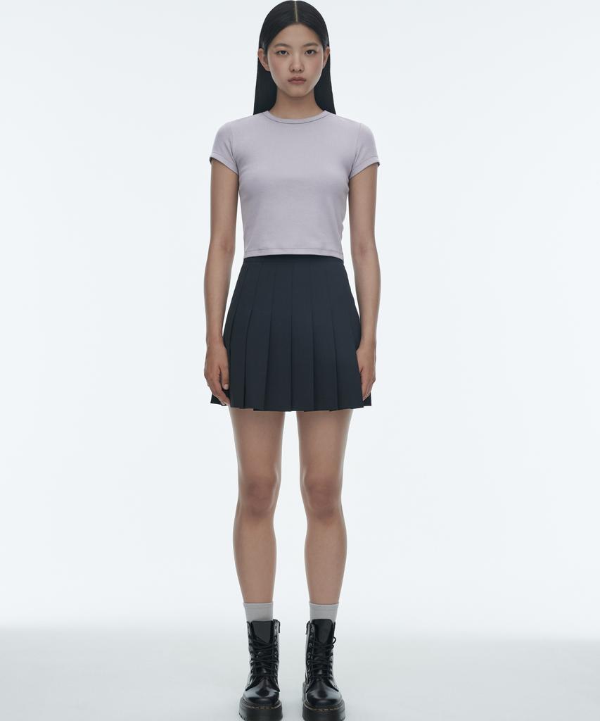 MUSINSA STANDARD WOMAN Women'S Slim Crop Crew Neck T-Shirt [Purple Grey]