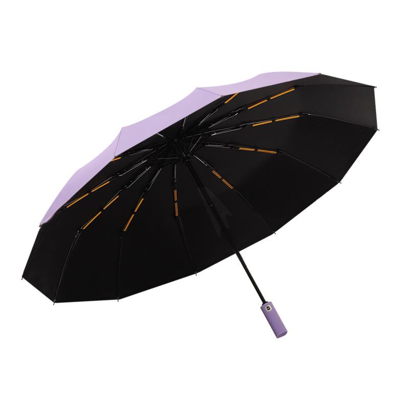12-Bone automatic folding durable umbrella large double weather and rain shading sun protection UV protection umbrella