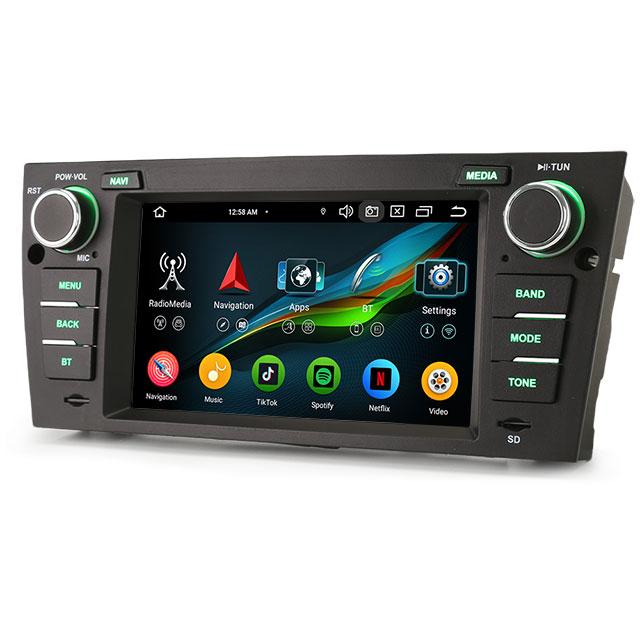 EU Sklad ES5767BN 7" Android 14.0 Autorádio pro BMW E90 E91 E92 E93 DSP CarPlay Auto GPS DVD TPMS DAB 4G IPS BT5.0 Multimédia