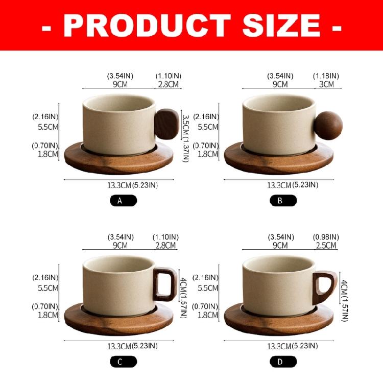 Traditional Ceramic Tea Mug With Wooden Base Large Capacity Cup For Coffee Hot Drink And Home Decoration