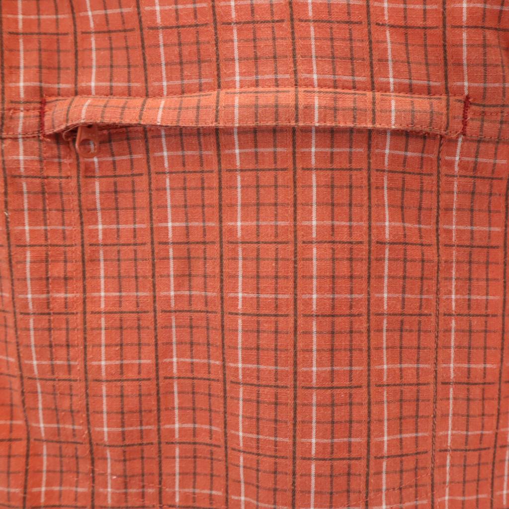 Columbia Check Pattern Short Sleeve Shirt M Orange Brown Outdoors Men's Used