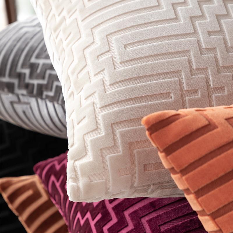 Luxuriöser Geometrischer Samt Kissenbezug 45x45cm, INS Stil Dekorative Kissenhülle für Sofa Bett Wohnzimmer Villa Dekor