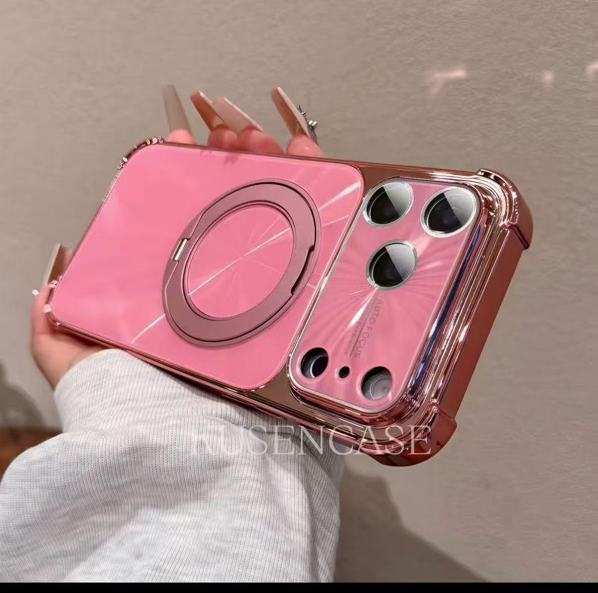 

Electroplated Glitter Edge Drop-Proof Case for Apple iPhones 13-17, Unisex Apple 17 Air рожевий