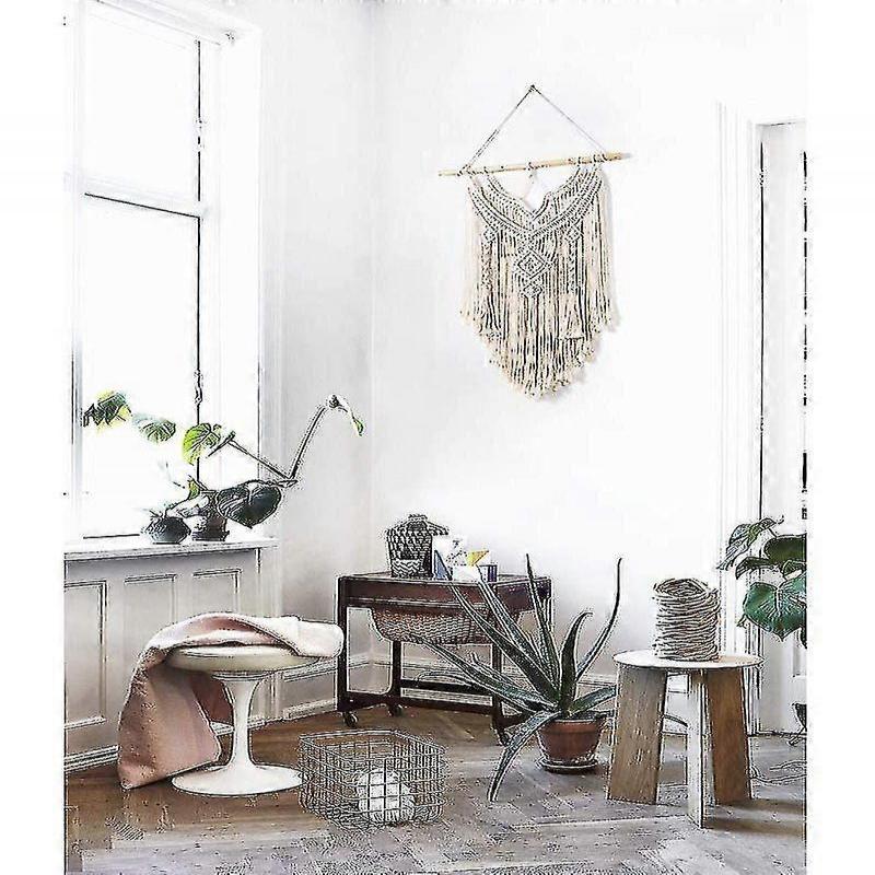 Macrame Wall Hanging Boho Decoration Chic Driftwood Tapestry 65 X 35cm