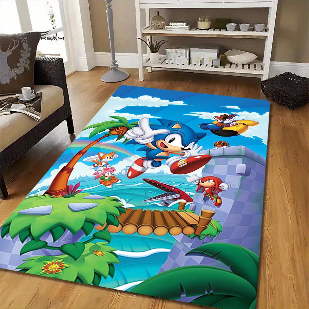 Sonic The Hedgehog Adventure Poster Decoration,Carpet,Living Room,Bedroom, Non-slip,Square rug