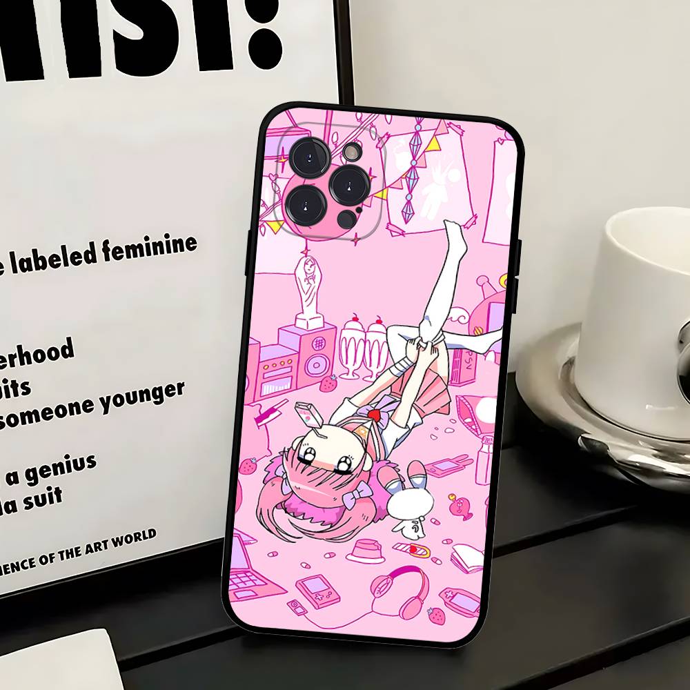 Anime Menhera Chan Phone Case For Iphone 16 15 17 13 14 12 11 Pro Max Plus Black Shell Cover Case