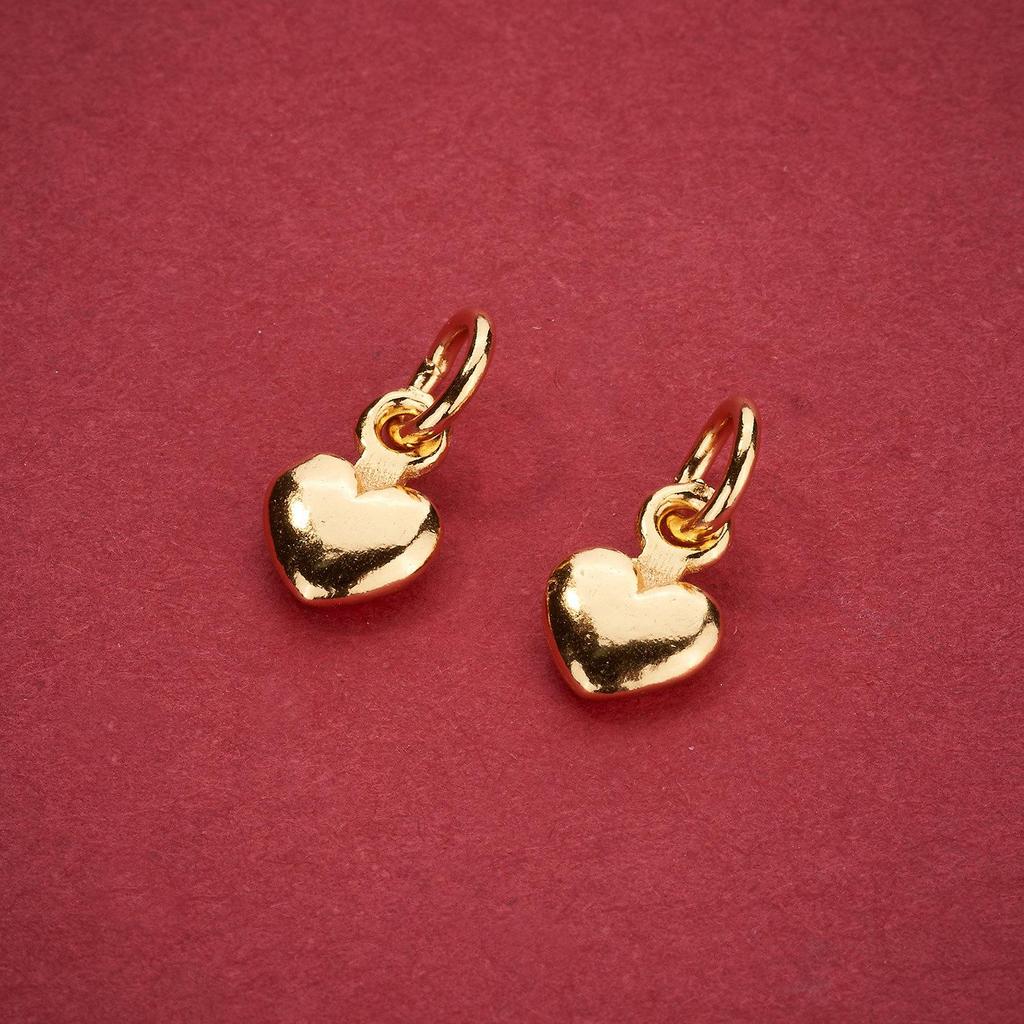 Gold-Plated Heart Pendant Charm: S925 Sterling Silver, Polished for DIY Beading Bracelet Accessories