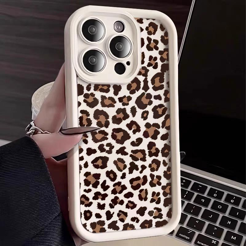 Cool Korean Leopard Print Phone Case For iPhone 17 Pro 16 15 14 13 12 11 Pro Max 7 8 Plus XS Shockproof Matte TPU Cover Cases