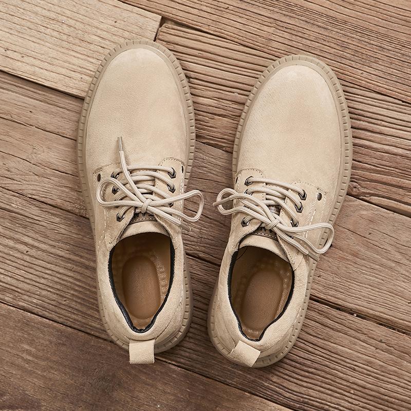 

European station exports new Korean version men s casual shoes soft leather trendy shoes breathable casual fashion low-top board shoes men s shoes 46 песочный