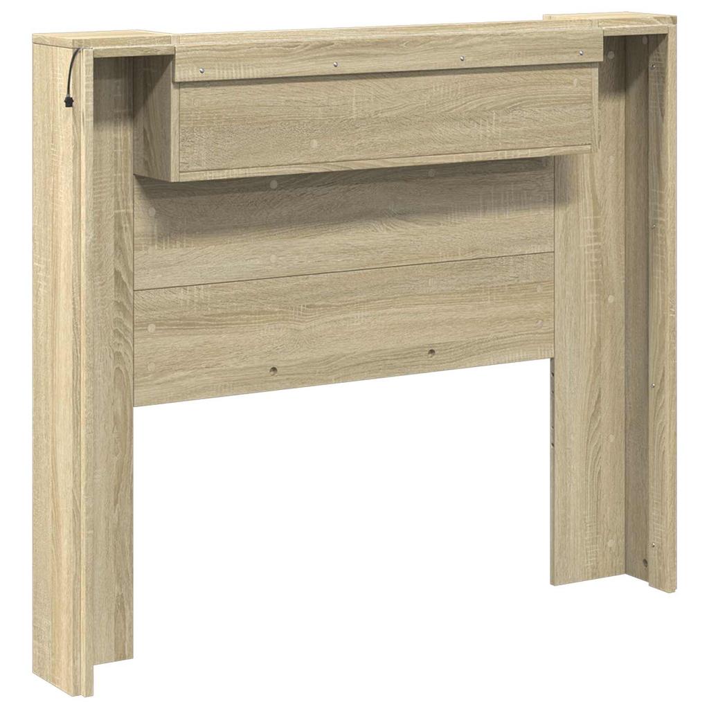Storage Headboard with LED Lighting Sonoma Oak Wood Based Material