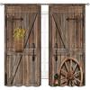American Retro Printed Curtains For Wooden Doors, Rod Pocket Polyester Curtains, Bedroom, Study, Living Room Decorative Curtains