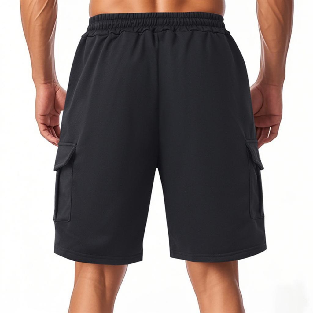 Men's Casual -color Sportswear Shorts, Men's Multi-pocket Drawstring Shorts