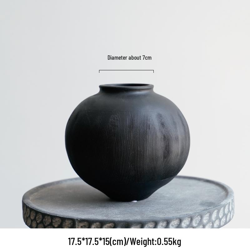 Керамическая ваза в стиле Ваби-Саби - Ручная работа, Грубая керамика, Дзен-орнамент