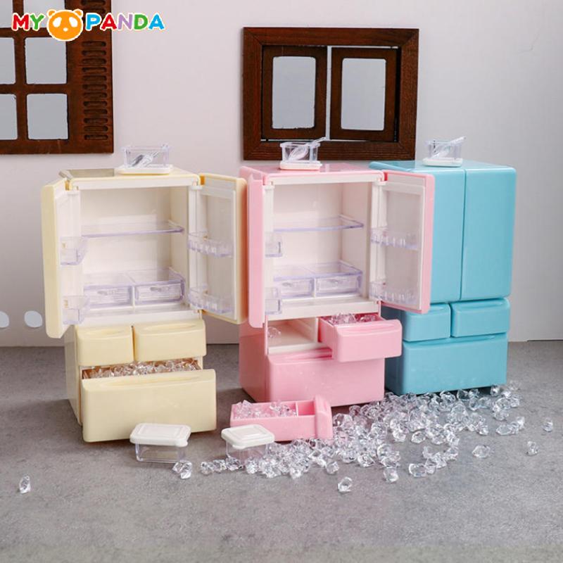 1 Sammlung Miniatur-Lebensmittel Genießen Küchenszene Tasche Möbelmodell 1:12 Spielhaus Spielzeug Puppenhaus Cartoon Mini Kühlschrank
