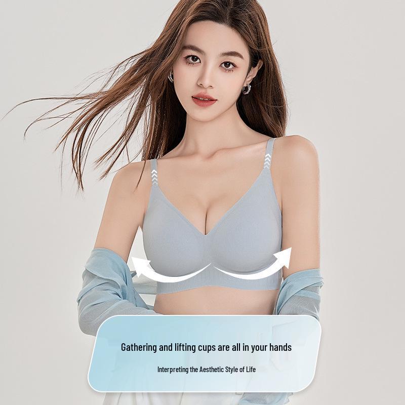 Threaded Seamless Small Chest Enhancing Push-Up Bra: 3D Stereo Cup, Soft Support, Beautiful Back Design