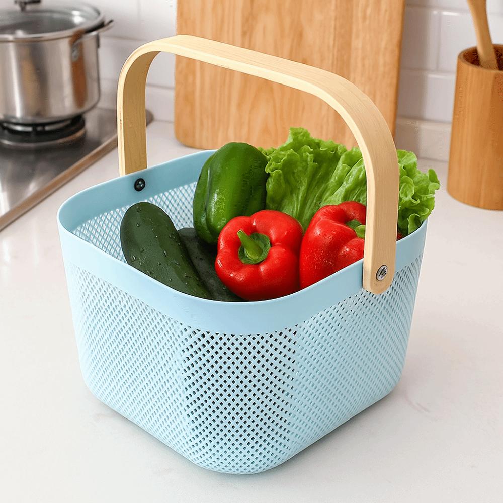 Plastic Fruit and Vegetable Drainage Basket Large Capacity Towel Storage Basket  Living Room