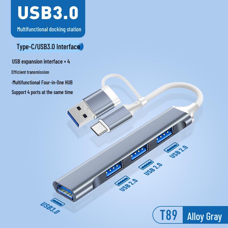 USB-C Docking Station 3.0: 4-Port Multi-Functional Hub for Laptops and Phones