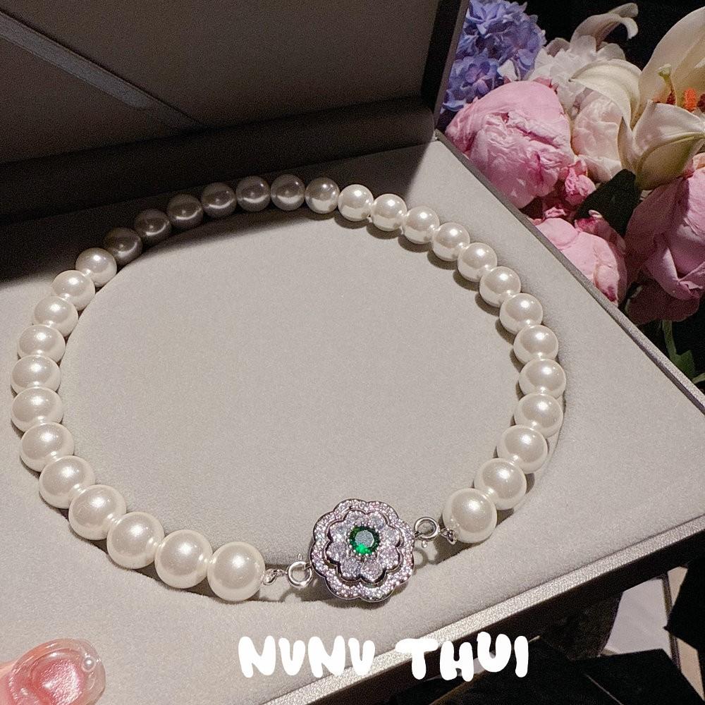 Mermaid Tears Bow Gem Bead Necklace Haute Couture Jewelry Magic Purple Garden Tube Diamond Studded With Pearl Earrings Set