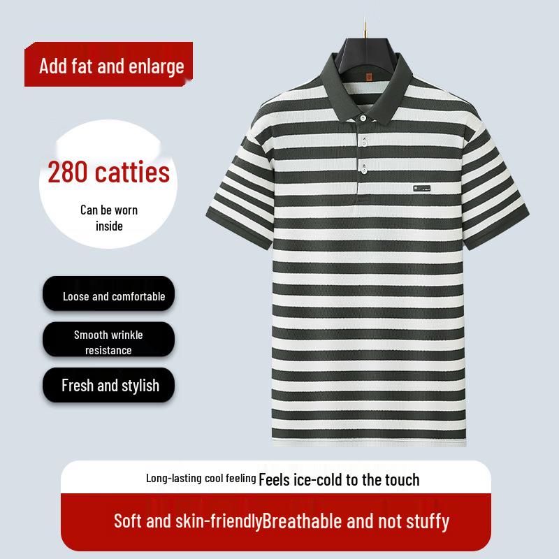 Dibinze Men s Plus Size Striped Polo Shirt 2XL/185