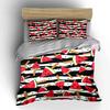 Watermelon Popsicle Pattern with Striped Print Bedding Set 1 Duvet Cover 2 Pillowcases for Adult Children Luxury Gift Full Size