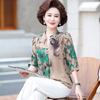 Vintage Floral Print Button Shirt Frühling Sommer Elegant Mode Bluse 3/4 Ärmel Lockere Oberteile Büro Dame Blusas