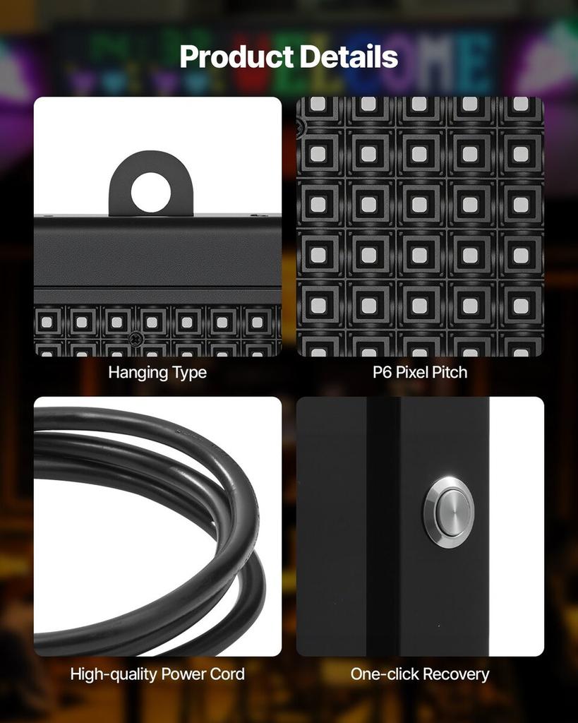 40x18in Programmable LED Sign Digital Scrolling Display Board P6 Fullcolor