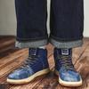 Fashion Middle and High Top Men's Retro Autumn and Winter Denim Color Matching Men's Shoes Casual Sports Shoes Men's Trendy Shoes