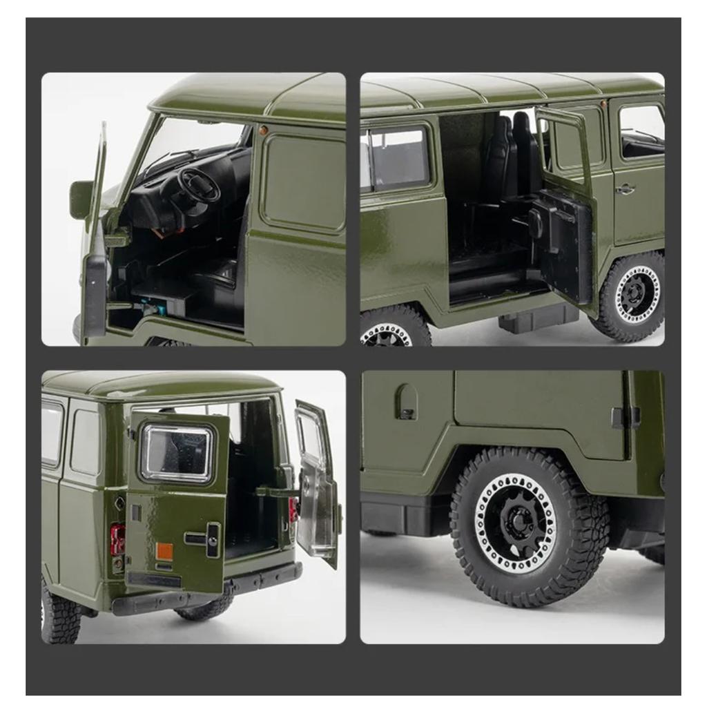 New 1/18 Russian UAZ TRAVELER 452 VAN Alloy Diecasts & Toy Vehicles Metal Toy Car Model Sound and Light Collection Kids Toy