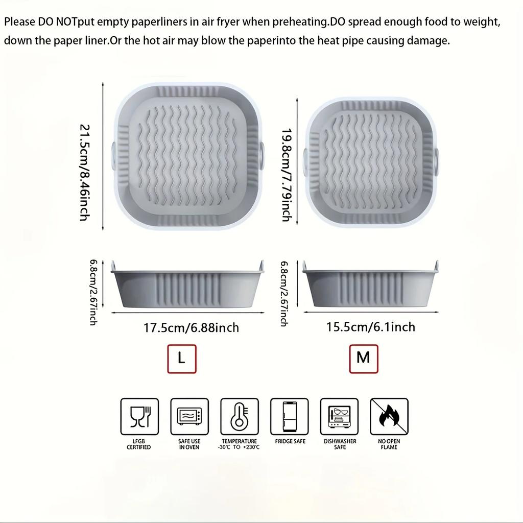 1pc Silicone Air Fryer Liners Air Fryer Liner Pots, Silicone Basket Bowls, Reusable Baking Trays, Oven Accessories, Baking Tools