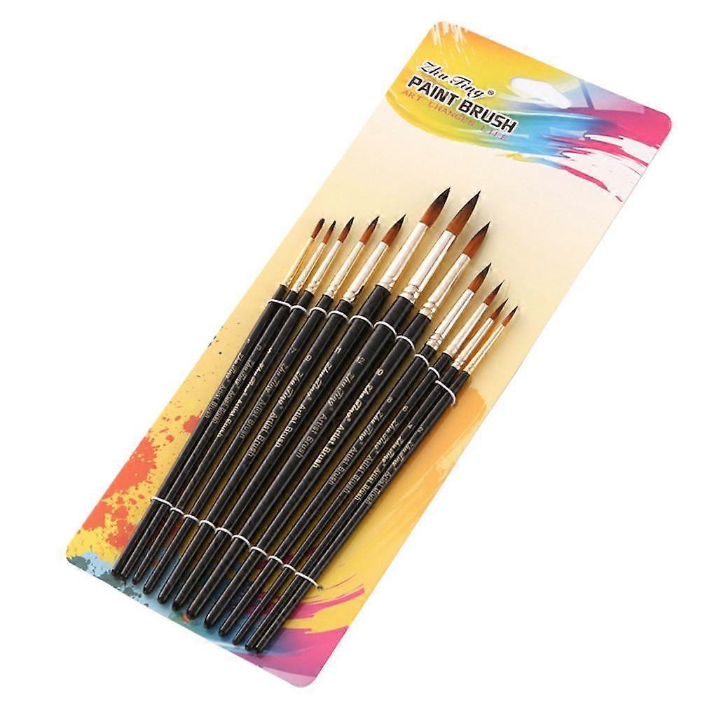12pcs Paint Brush Set Black Handle Double Color Tip Brushes for Kids