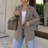TIFICY Women's Fashion Casual Houndstooth Print Fall Winter Long Sleeve POLO Neck Jackets & Coats